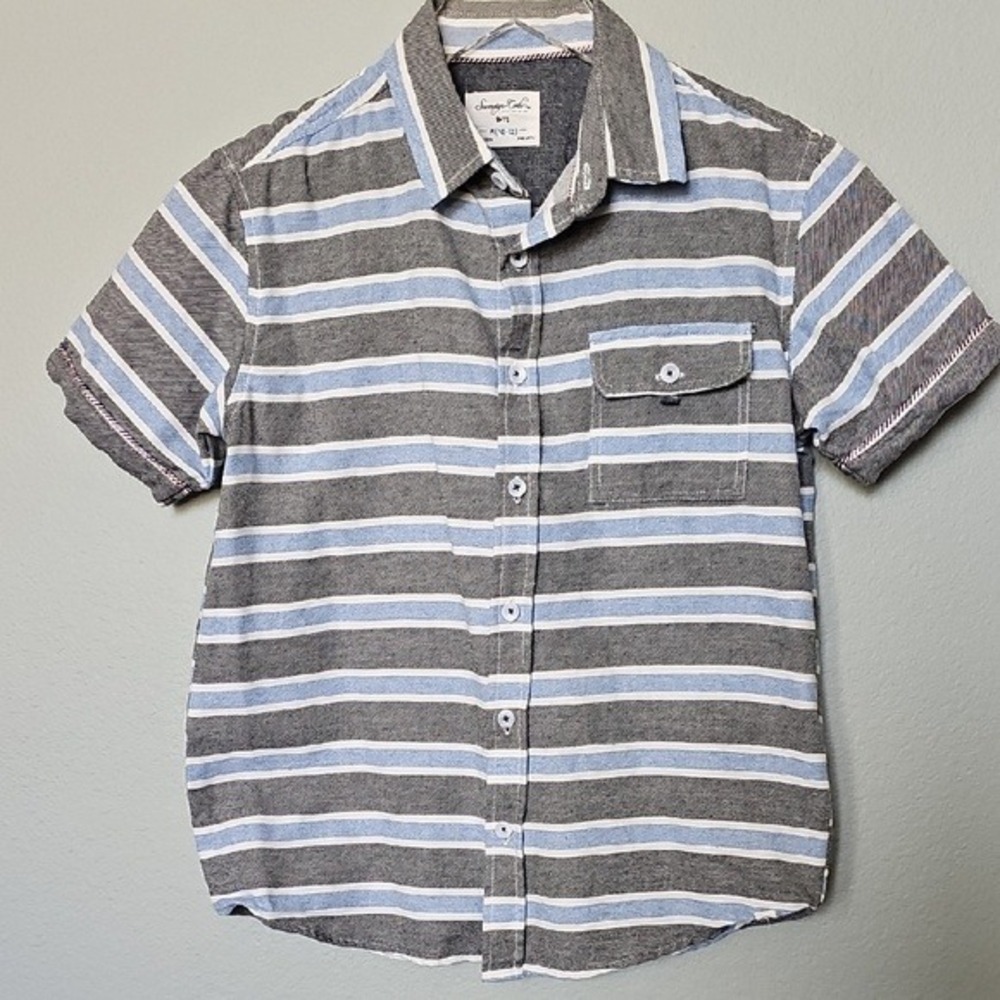 Sovereign Code Striped Collared Button Down Short Sleeve Tee Medium 8/10 Boys